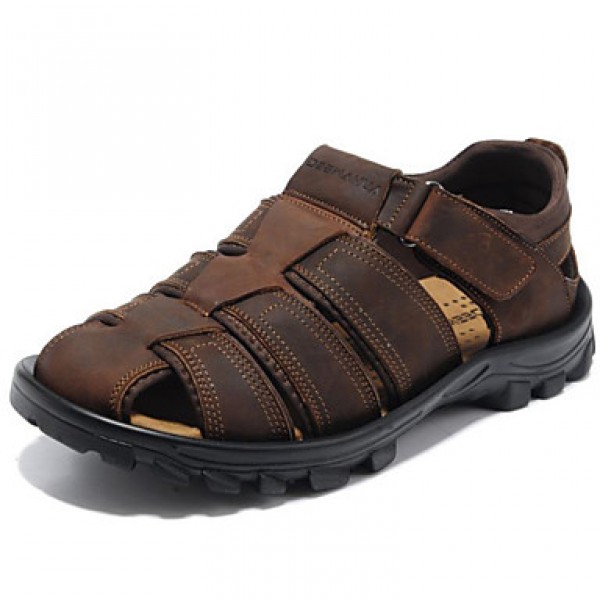 Men's Shoes Outdoor / Athletic / Casual Leather Sandals Black / Brown  