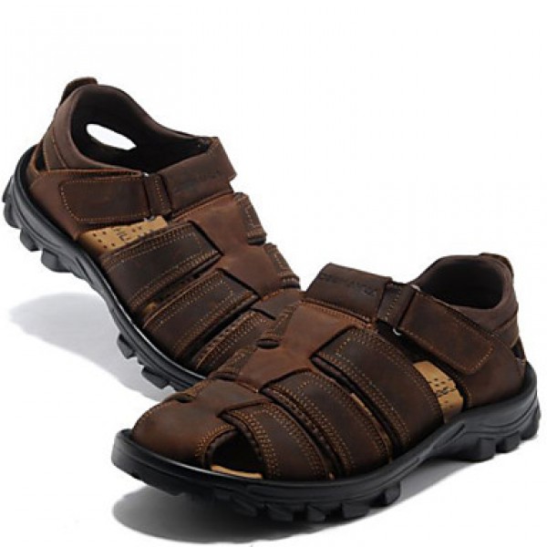 Men's Shoes Outdoor / Athletic / Casual Leather Sandals Black / Brown  