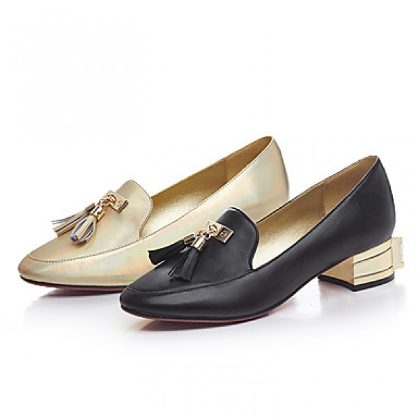 Women's Loafers & Slip-Ons Comfort / Round Toe Calf Hair Office & Career / Dress / Casual Chunky Heel Crystal Heel