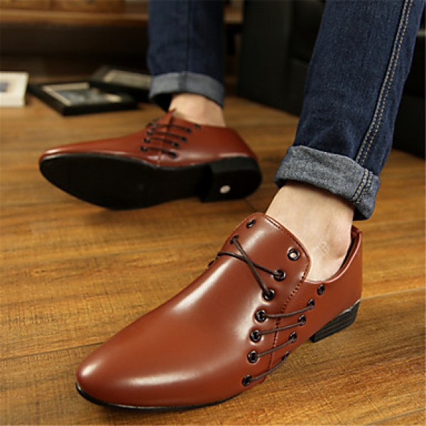 Men's Shoes Leatherette Dress / Party & Evening Oxfords Dress / Party & Evening Flat Heel Black / Brown / White  