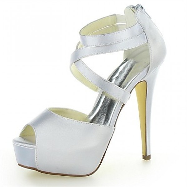 Women's Summer Heels Satin Wedding Platform Z...