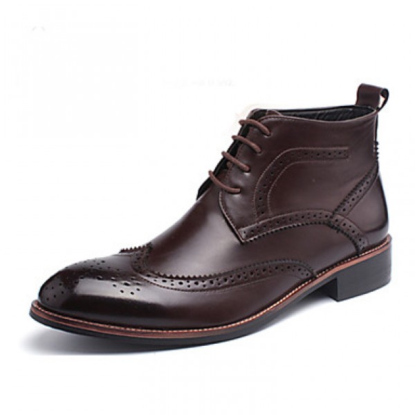 Men's Shoes Casual Leather Boots Black/Brown/Yello...