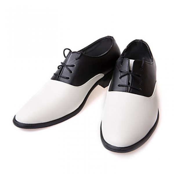 Men's Shoes Leather Wedding / Party & Evening Oxfords Wedding / Party & Evening Flat Heel Lace-up Black / White  