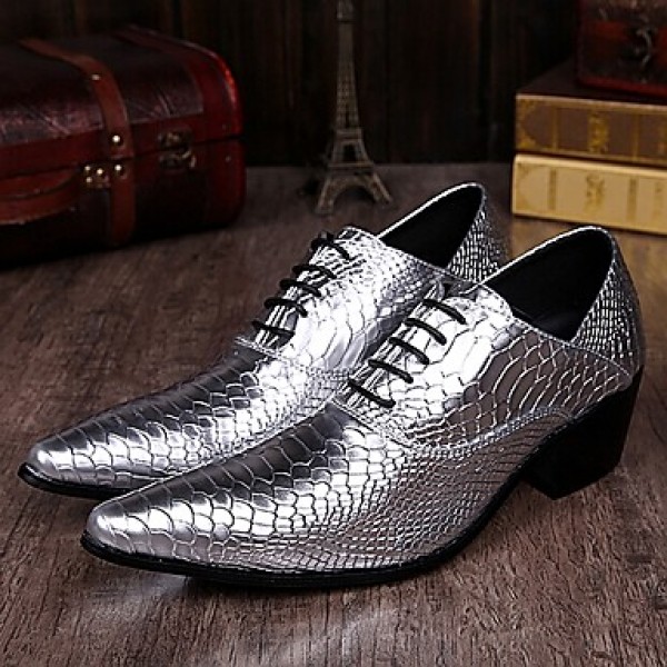 Men's Shoes Limited Edition Pure Handmade Wedding/Party & Evening Leather Oxfords Gold/Silver  