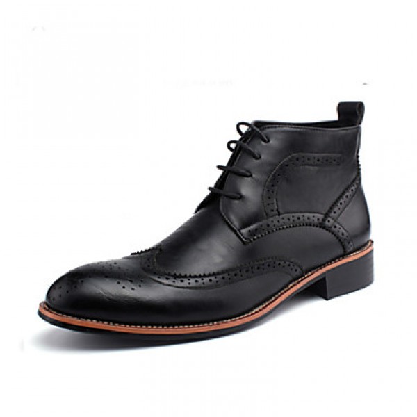 Men's Shoes Casual Leather Boots Black/Brown/Yellow  