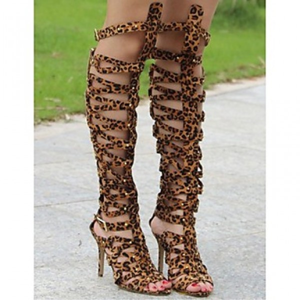 Women's Shoes Leatherette Stiletto Heel Heels / Open Toe Sandals Party & Evening / DressBlack /