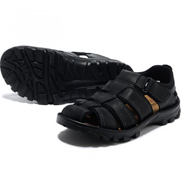 Men's Shoes Outdoor / Athletic / Casual Leather Sandals Black / Brown  