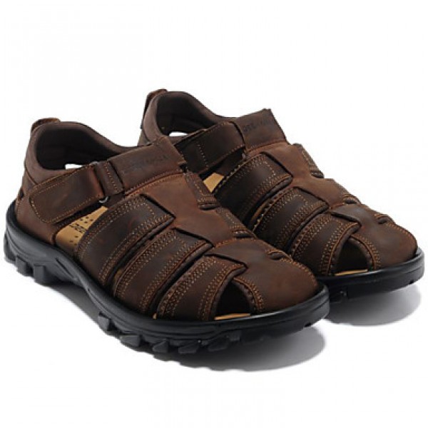 Men's Shoes Outdoor / Athletic / Casual Leather Sandals Black / Brown  