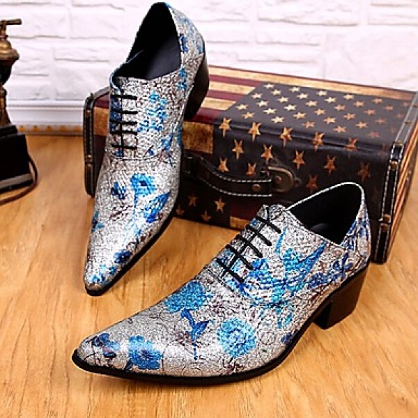Men's Shoes   Limited Edition Pure Handmade Wedding/Party & Evening Leather Oxfords Silver  