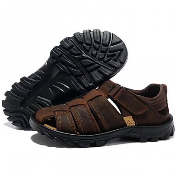 Men's Shoes Outdoor / Athletic / Casual Leather Sandals Black / Brown  