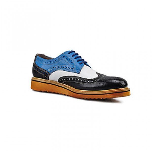 Men's Shoes Wedding / Office & Career / Casual Genuine Leather Oxfords Black / Blue  