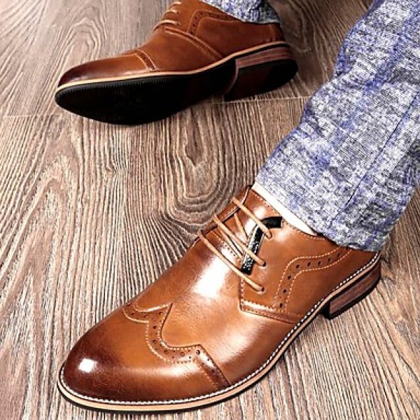 Men's Shoes   2016 Inner Height Increasing Party / Office Black/Brown Comfort Leather Oxfords for Sales Promotions  