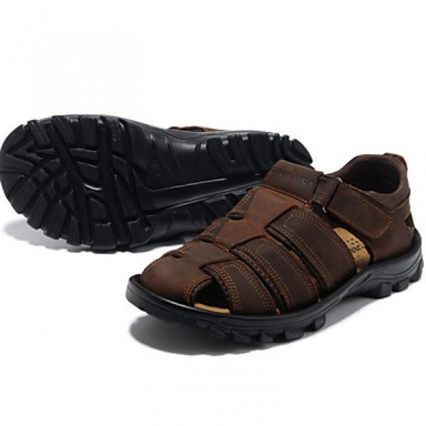 Men's Shoes Outdoor / Athletic / Casual Leather Sandals Black / Brown  