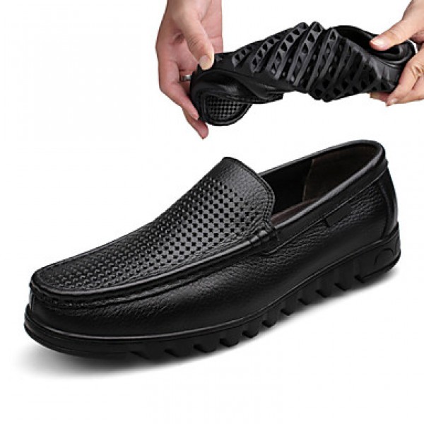 Men's Shoes Leather Casual Loafers Casual Slip-on Black / Brown  