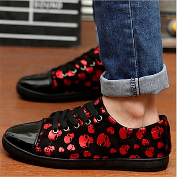 Men's Shoes Casual Patent Leather Fashion Sneakers Black/Blue/Red  